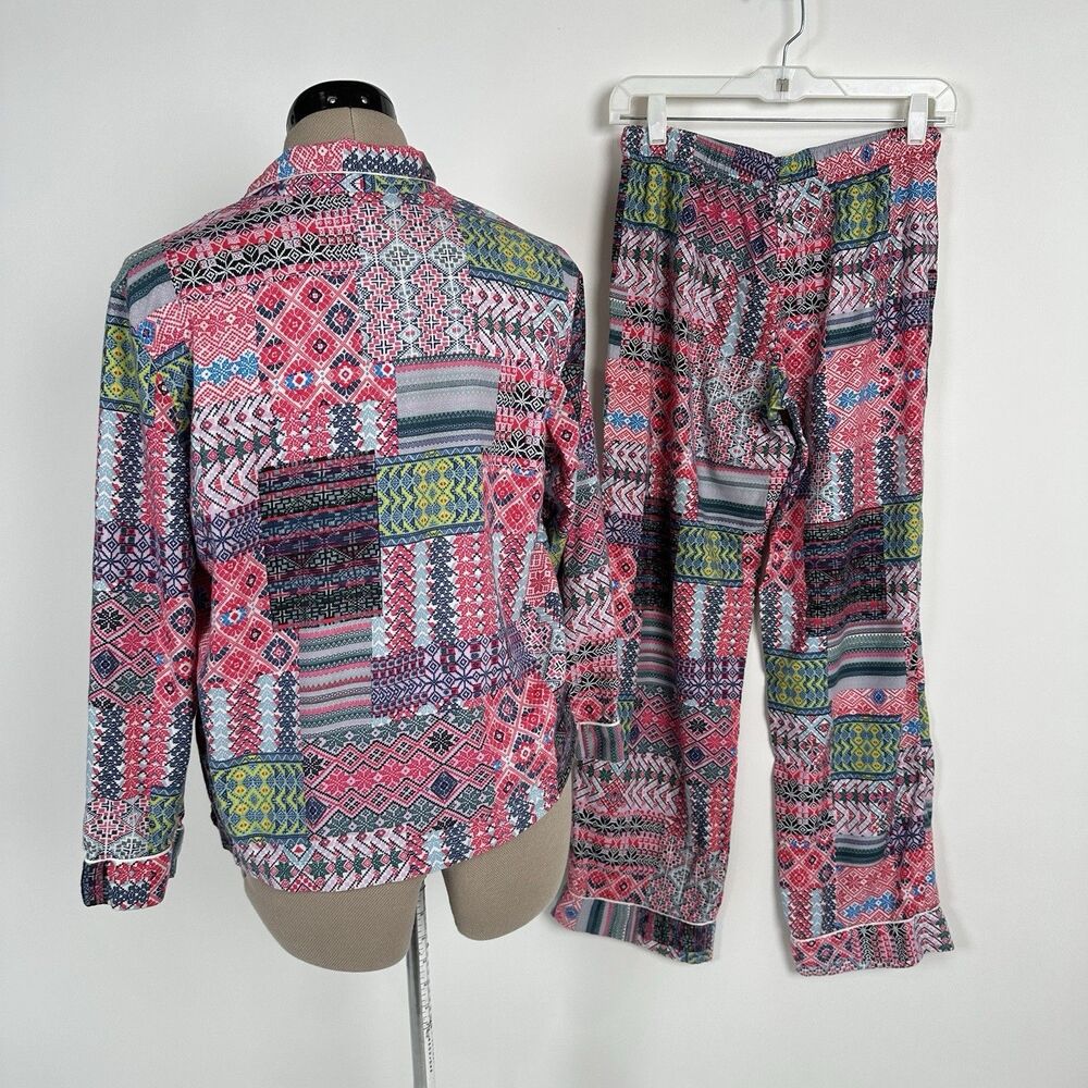 Victoria's Secret 2PC Pajama Set  Women's XS Pink Patchwork Americana Country - Picture 3 of 12